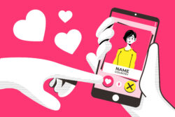 graphic of a dating app